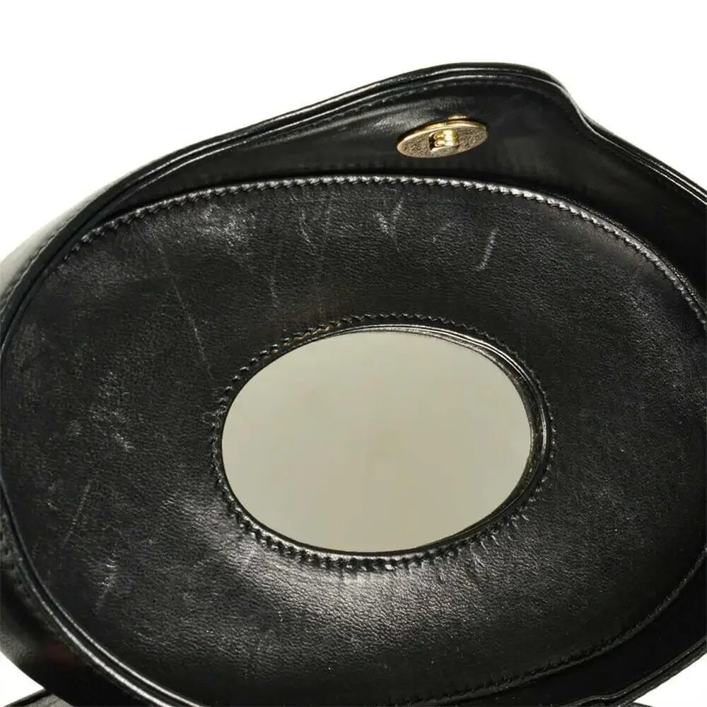 CHANEL Black Lambskin Leather Logo Shoulder Bag